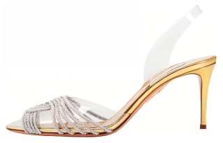 AQUAZZURA Gatsby PVC Slim Heel High Heels 7.5cm Women's Gold
