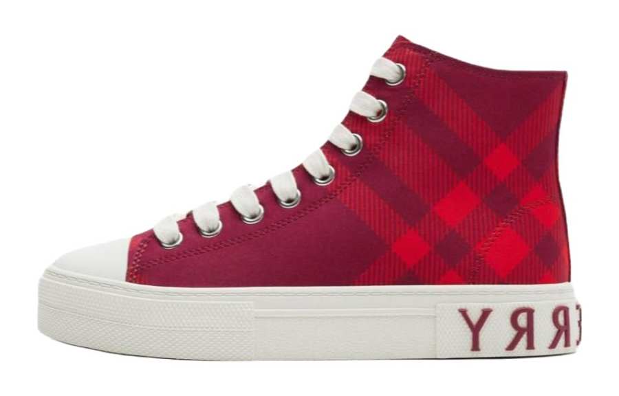 Burberry Canvas High top Kids' Skateboarding Shoes Red Kids'