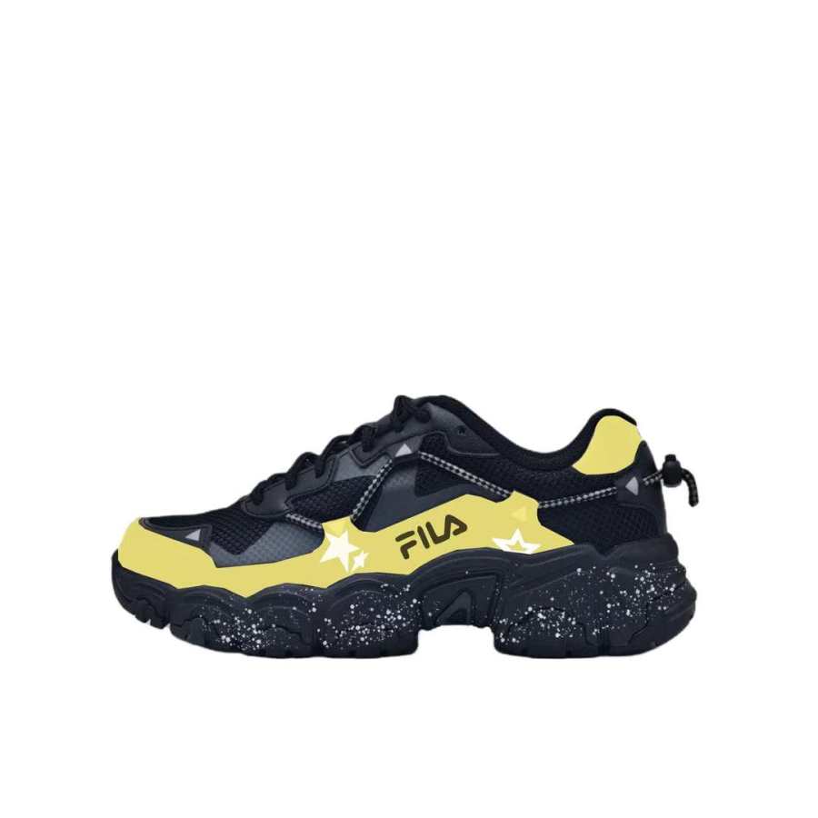 FILA Fluid Abrasion Resistant Breathable Low top Chunky Sneakers Unisex Black Yellow