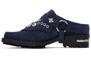 TOGA VIRILIS Leather Closed Toe Slippers Men's Blue