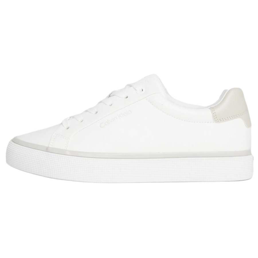 CALVIN KLEIN Leather Low top Skateboard Shoes Women's White