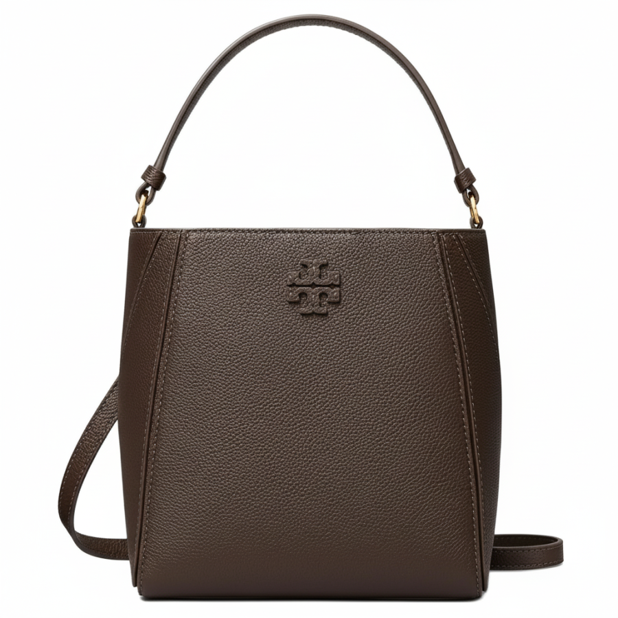 TORY BURCH McGraw Cow Leather With Synthetic Leather Handbag Small Women's Dark Brown