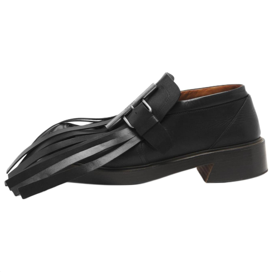 Alexander McQueen Cross Bar Frinfed Loafers Women's