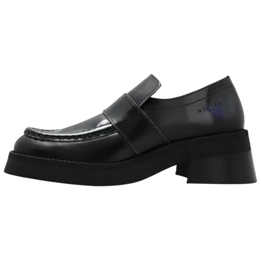 MIISTA Lib Leather Chunky Heel High Heels 6CM Women's Black