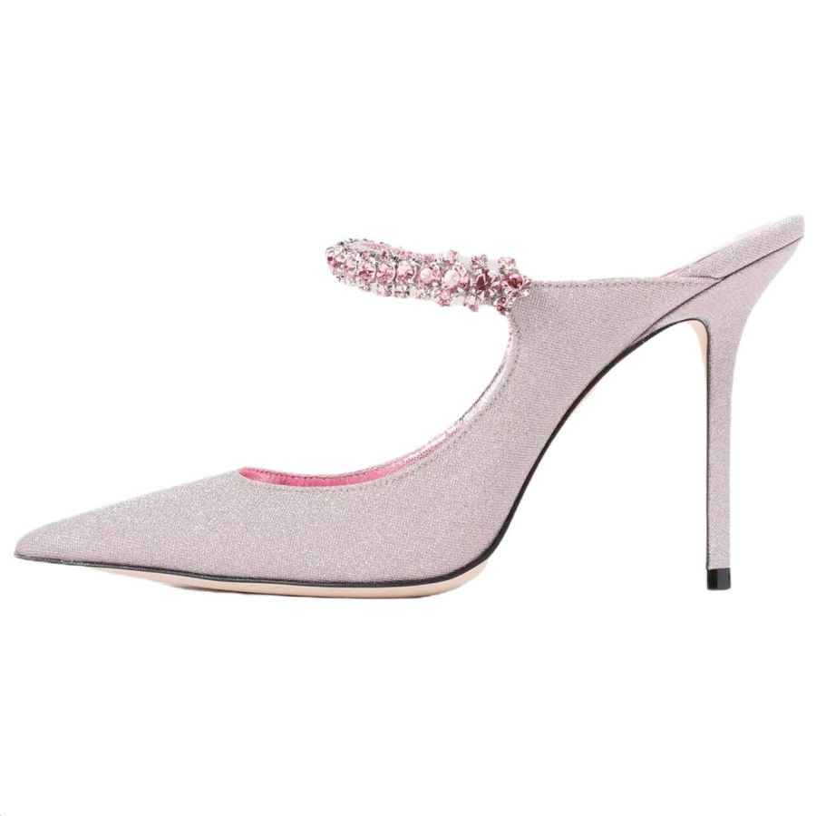 Jimmy Choo Bing Rubber Sole Closed Toe Slippers 10cm Women's Pink
