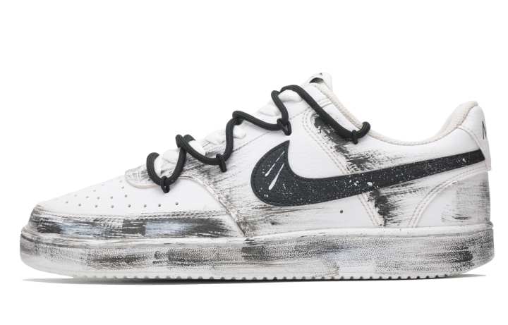 Nike Nike Court Vision Wrong Path Lightweight And Breathable Low top Skateboard Shoes Unisex Black White