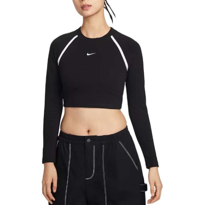 Nike Nike Crop Tops Women's Black Crew Neck Moderate