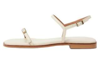 FLATTERED Leather One Strap Sandals 1CM Women's White