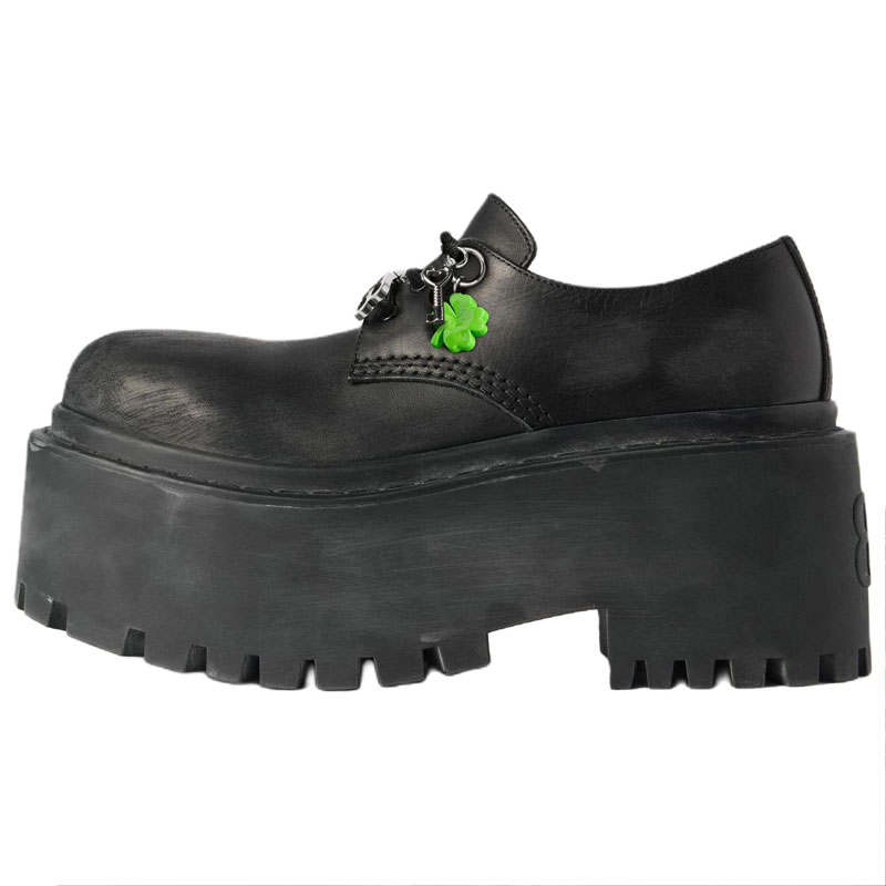 Balenciaga Strike Cow Leather Wedge Heel High Heels 8cm Women's Black