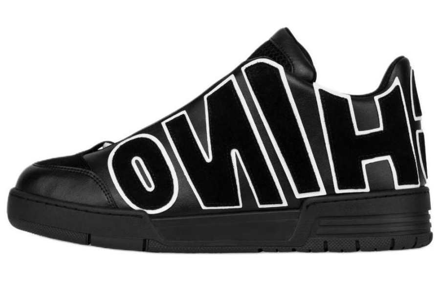 MOSCHINO Leather Low top Skateboard Shoes Men's Black