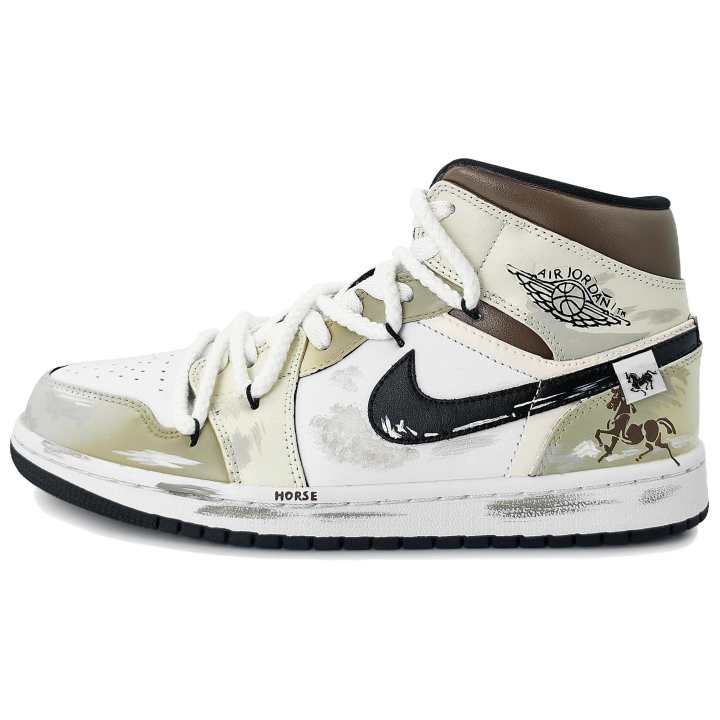 Jordan Jordan Air Jordan 1 Horse Trampling A Flying Swallow Comfortable Abrasion Resistant Abrasion Resistant Mid top