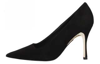 Furla Suede Slim Heel High Heels 10cm Women's Black