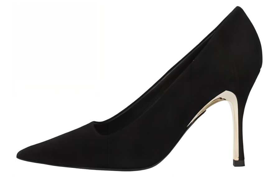 Furla Suede Slim Heel High Heels 10cm Women's Black