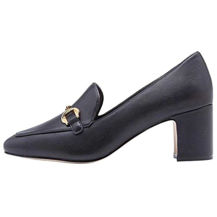 Stuart Weitzman Stuart Weitzman/SW OWEN Buckle Sheepskin Chunky Heel High Heels 6CM Women's Black