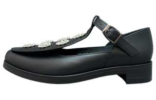 Tokyo Bopper Leather Chunky Heel Mary Jane Shoes 3cm Women's Black
