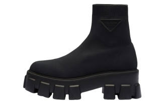 PRADA Monolith Fabric Ankle Boots 5.5cm Women's Black
