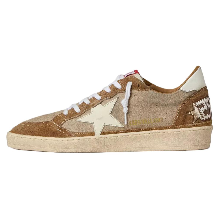 Golden Goose Ball Star Low top Skateboard Shoes Men's Camel Brown