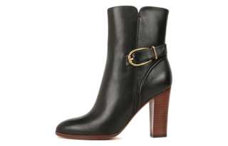Veronica Beard Leather Ankle Boots 6CM Women's Black