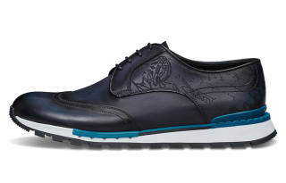 BERLUTI Fast Track Scritto Leather Low top Casual Shoes Men's Blue