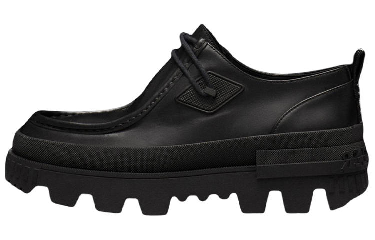 Moncler MonLoafers Leather Platform Shoes Women's Black