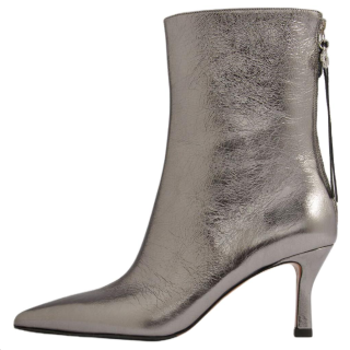 Maje Leather Ankle Boots 7.5cm Women's Silver