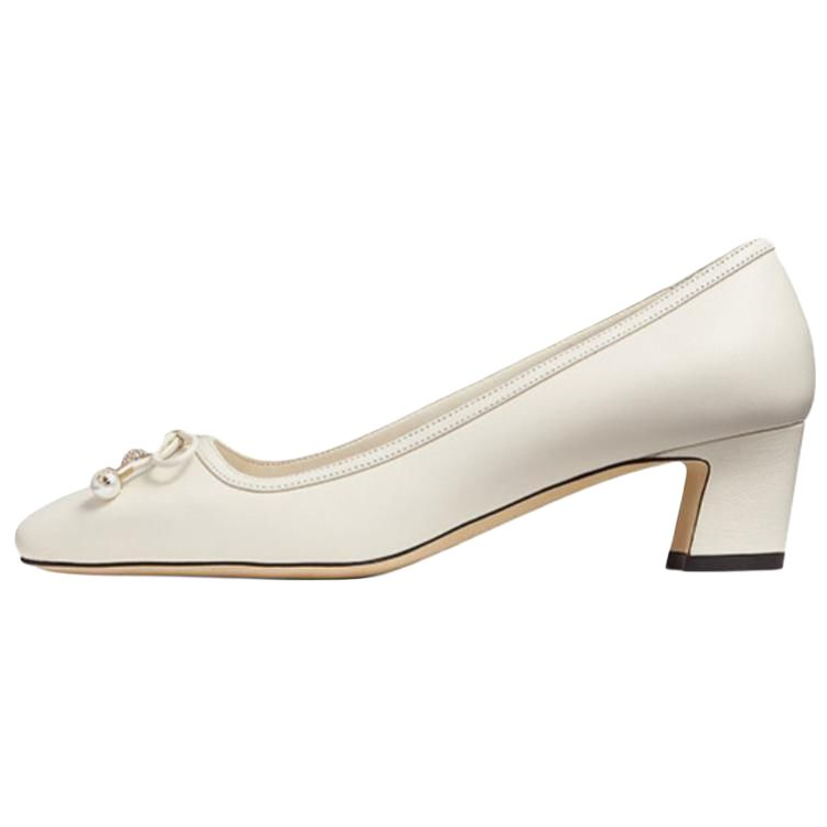 Jimmy Choo Elme Cow Leather Spool Heel High Heels Women's White