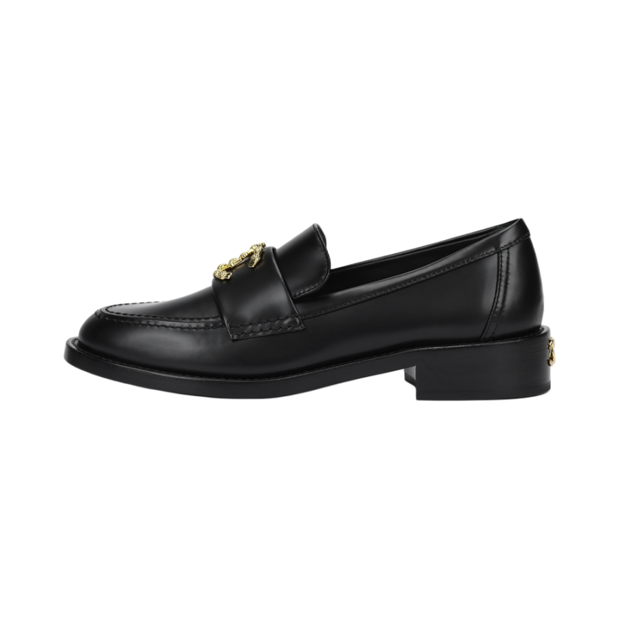 CHANEL Cow Leather Loafers 3cm Women's Black