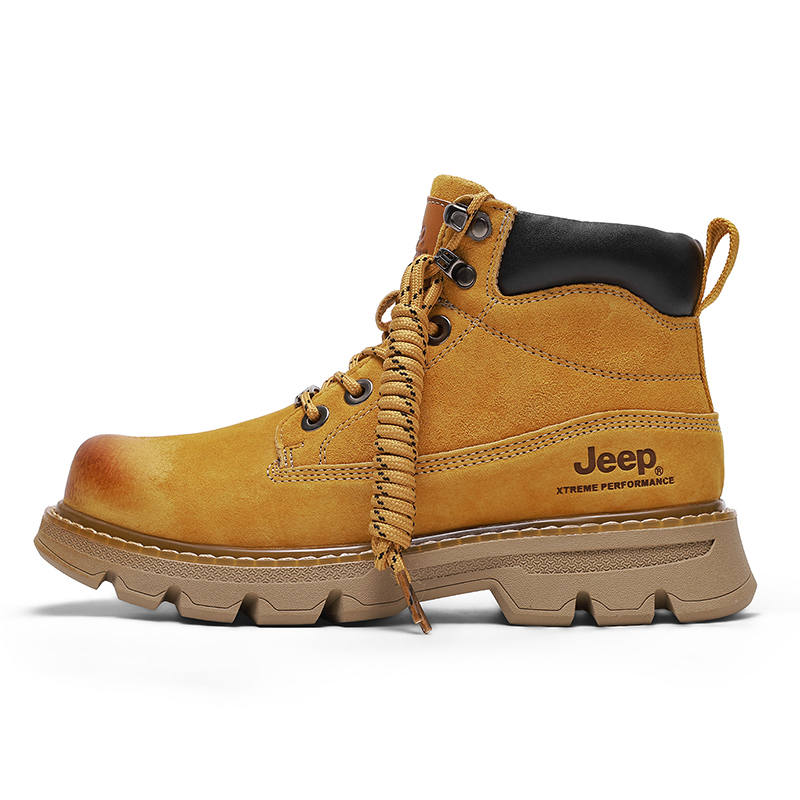 Jeep Vintage Maillard Style Yellow Boots, Classic, Versatile Casual Short Combat Boots Unisex