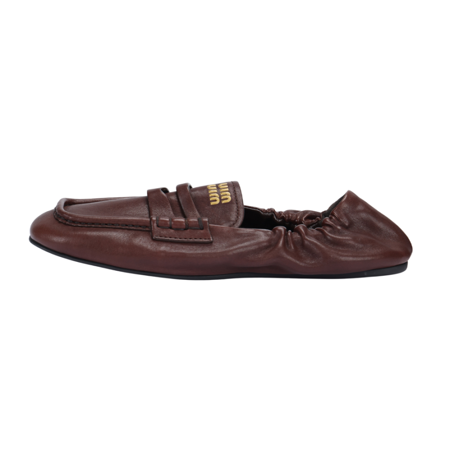 MIU MIU FW24 Leather Loafers Women's Brown