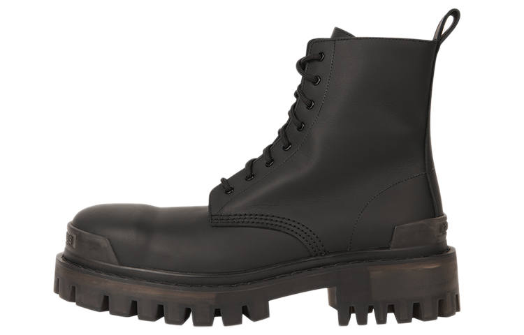 Balenciaga Strike 20mm Boots Black Rubber Effect Calfskin Women's