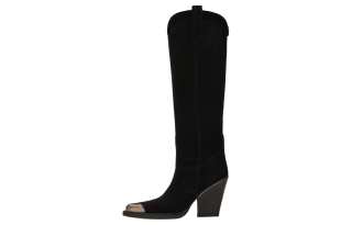 Paris Texas Suede Knee high Boots 10cm Women's Black