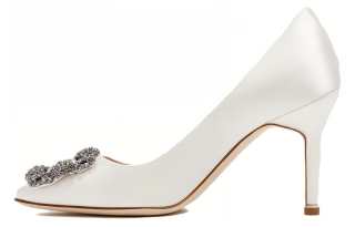 MANOLO BLAHNIK Slim Heel High Heels 7cm Women's Cream White