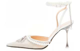 MACH & MACH Fabric Slim Heel High Heels 11cm Women's White