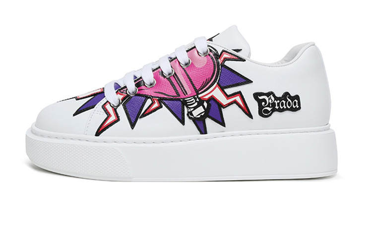 PRADA PRADA Graphic Heart Platform Sneakers 'White Multi Color' Women's