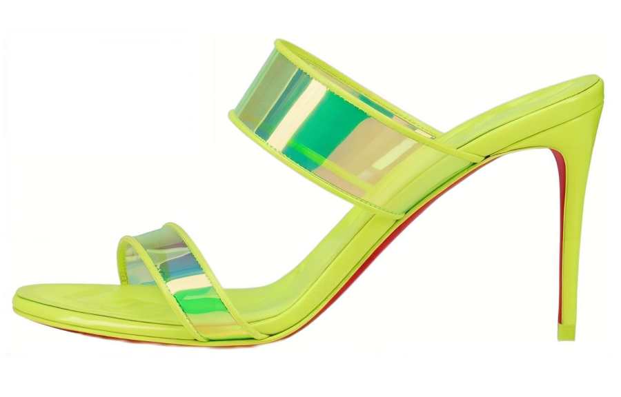 Christian Louboutin CL Slide Slippers Women's Neon Yellow