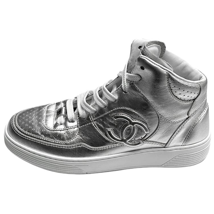 CHANEL High top Skateboard Shoes Women's Silver