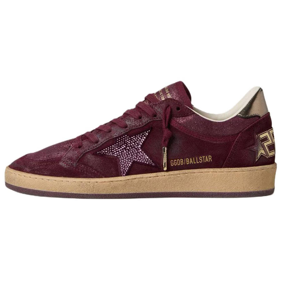 Golden Goose Ball Star Low top Skateboard Shoes Women's Cherry Red & Silver