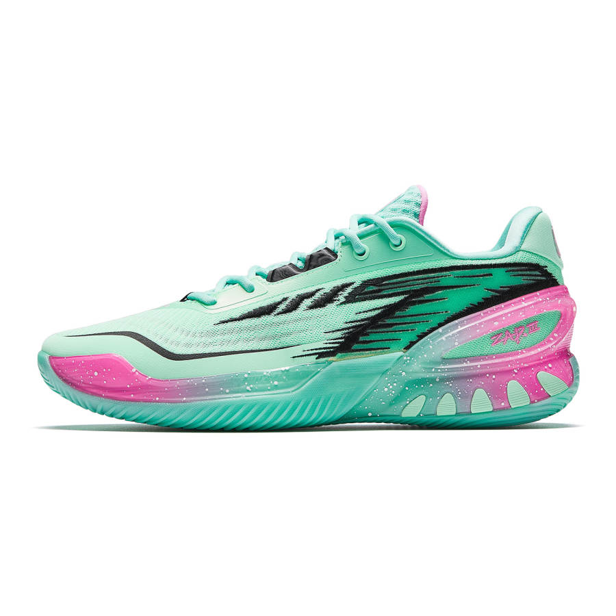 Anta Zap 3 Textile, Rubber Low top Basketball Shoes Men's Green Pink
