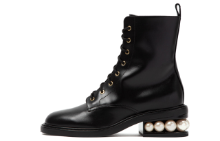NICHOLAS KIRKWOOD Leather Short Combat Boots 3.5cm Women's Black