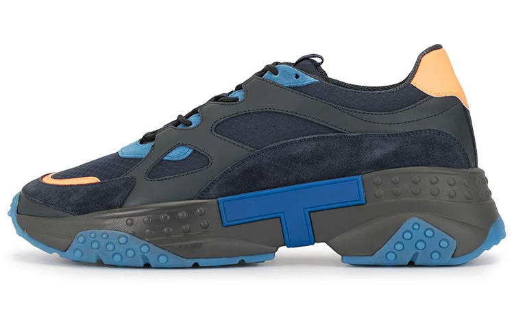 TOD'S Leather Low top Sports Casual Shoes Men's Black Blue
