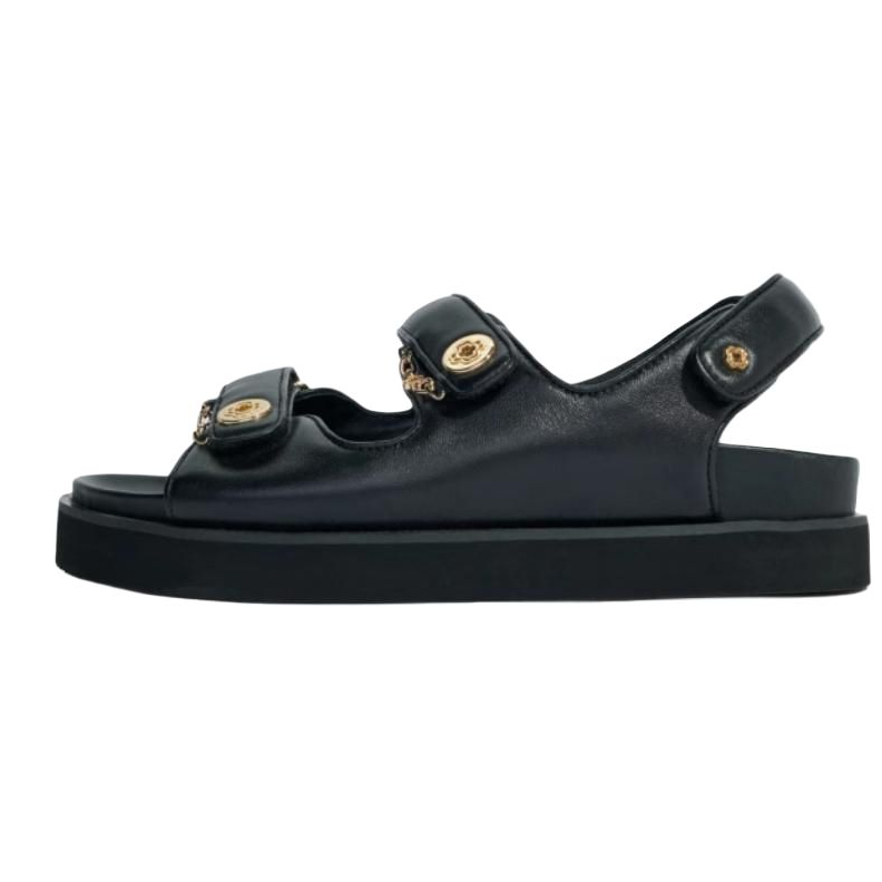 Maje Maje Sheepskin One Strap Sandals Women's Black