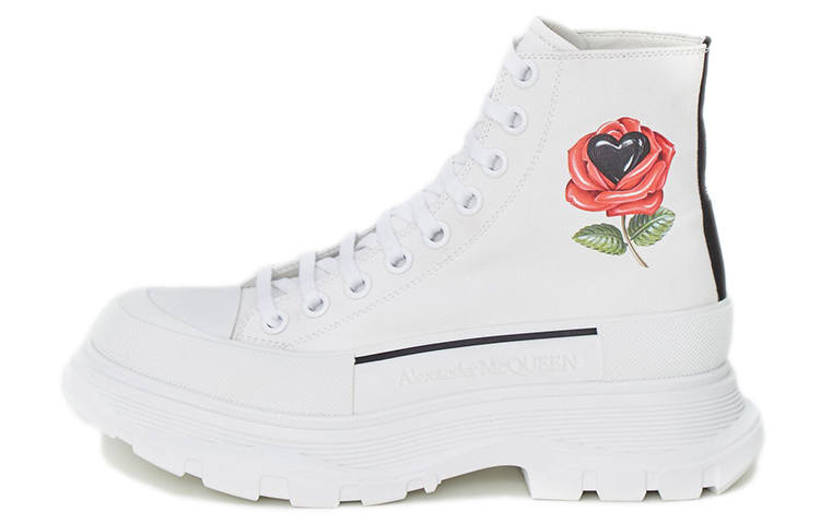 Alexander McQueen Tread Slick Leather Short Combat Boots Women's White