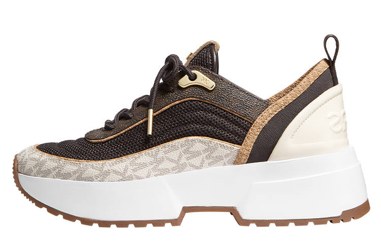 MICHAEL KORS Chaplin Balance Low top Casual Shoes Women's Dark Brown & Vanilla White