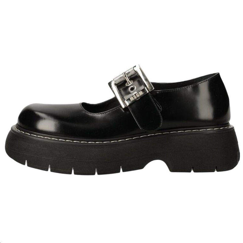 MSGM Leather Platform Mary Jane Shoes 6CM Women's Black