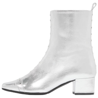 Carel Audrey Leather Ankle Boots 4cm Women's Silver