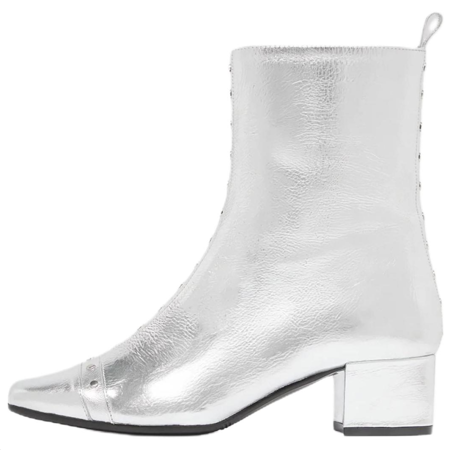Carel Audrey Leather Ankle Boots 4cm Women's Silver