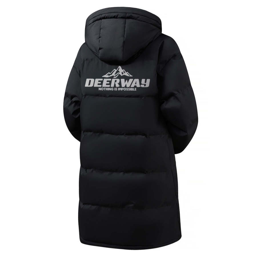 DEERWAY Puffer Jackets Unisex Black Hooded Moderate Padded Puffer Jacket