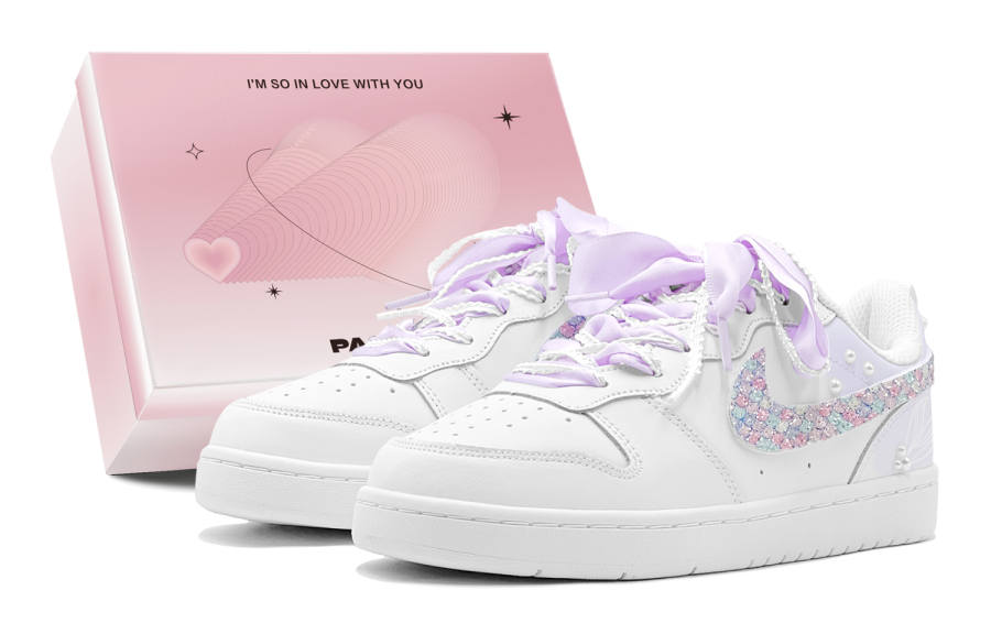 Nike Nike Court Borough Couple's, Dreamy Mermaid, Pearl, Creative, Comfortable Versatile Low top Casual Skate Shoes Women's