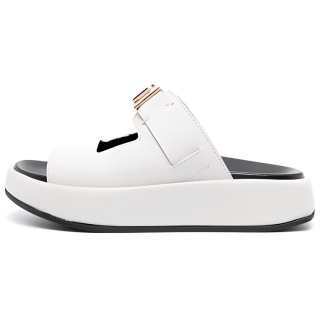 Furla Logo-plaque Leather Platform Slides