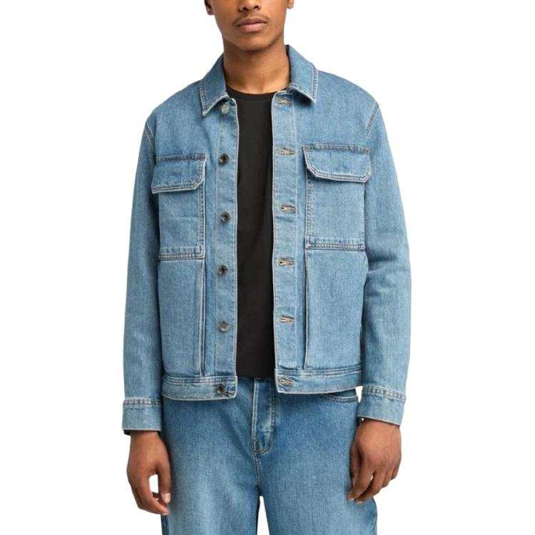 Timberland Timberland Denim Jackets Men's Blue Lapel Moderate